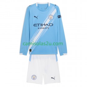 Camisolas de futebol Manchester City Criança Equipamento Principal 2025/26 Manga Comprida